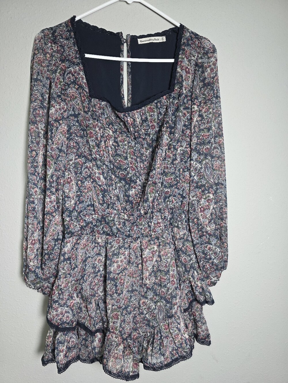 The Abercrombie & Fitch Blue Long Sleeve Square Neck Tiered Skort in size small - Picture 5 of 12